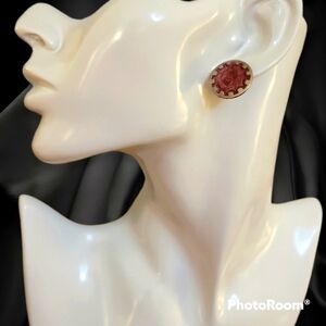 VTG 1990s Barbie Pink Enamel Silvertone Circle Post Earrings